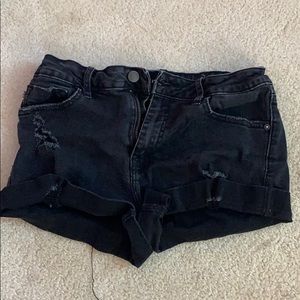 Black high waisted jean shorts